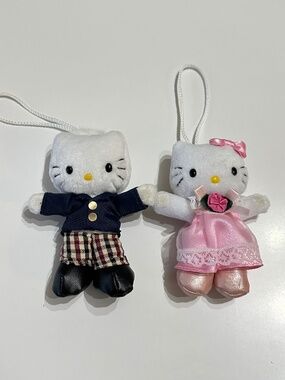 Rare Vintage Hello Kitty and Dear Daniel Plushies Strap Keychain